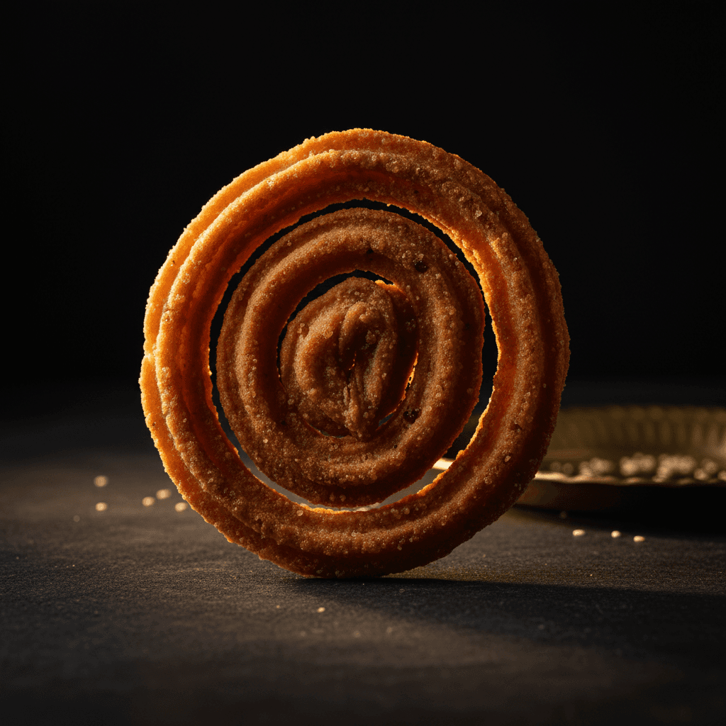 Crispy chakli with detailed spiral texture
