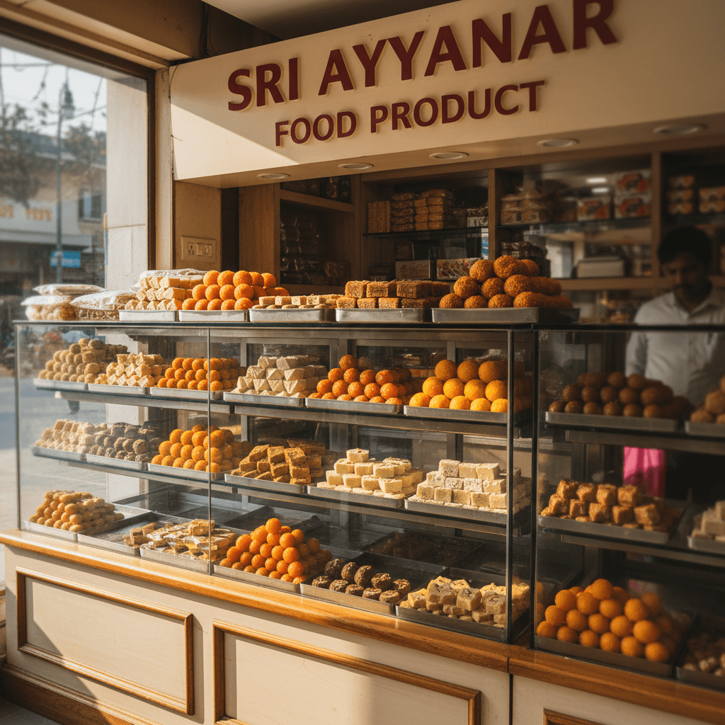 Colorful sweets arranged in shop display