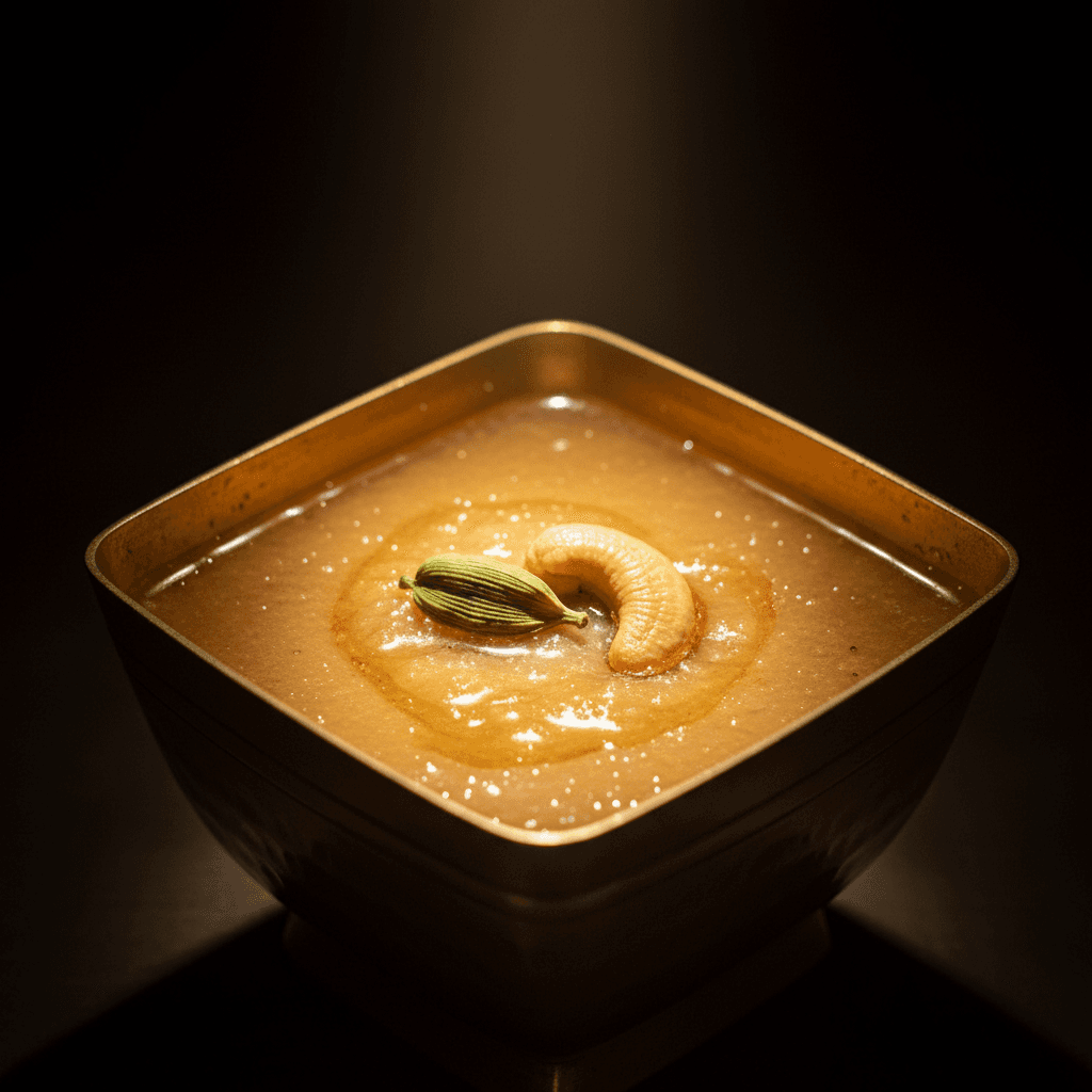 Ghee payasam in traditional brass cup with garnish